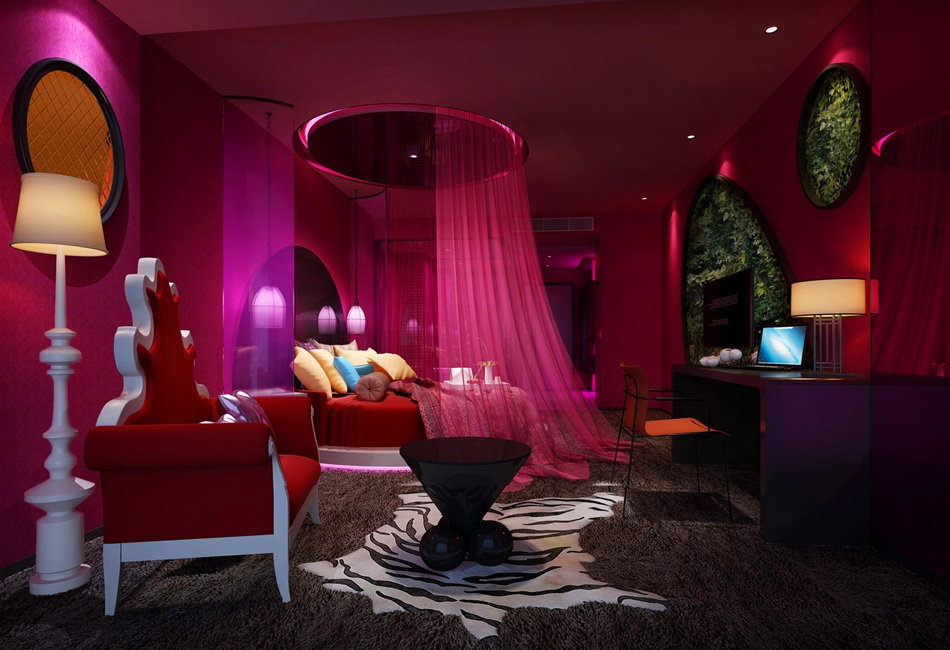 鄭州花知雨情侶主題酒店裝修設計效果圖