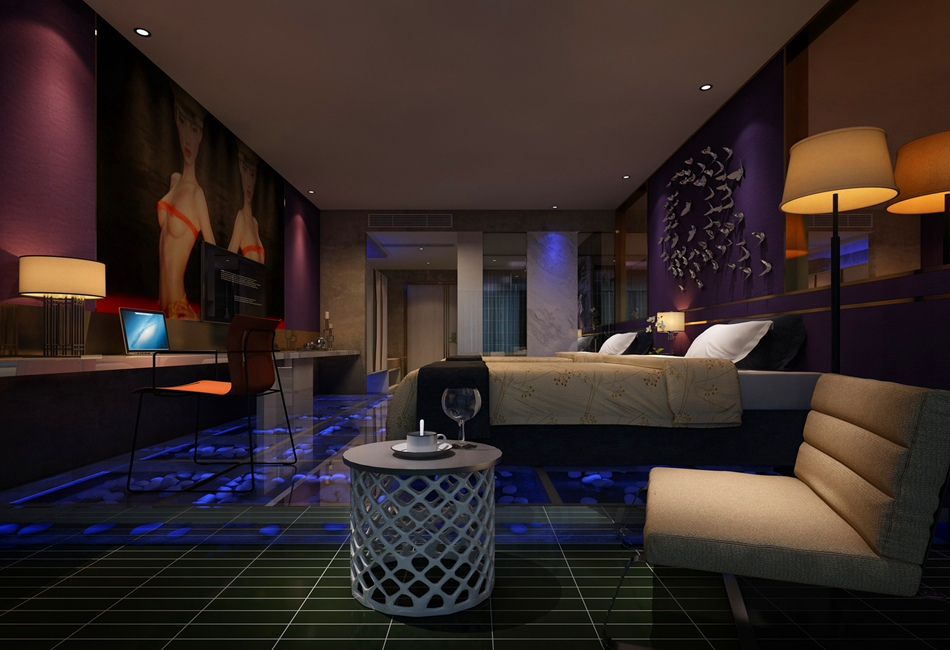 鄭州花知雨情侶主題酒店裝修設計效果圖