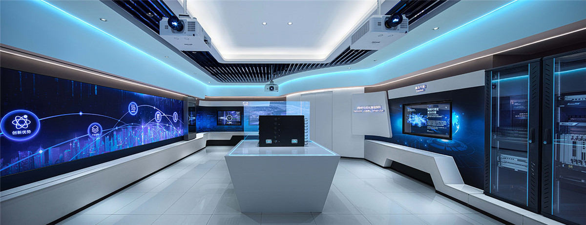 鄭州辦公展廳設(shè)計(jì)-恒智科技公司展廳裝修實(shí)景圖