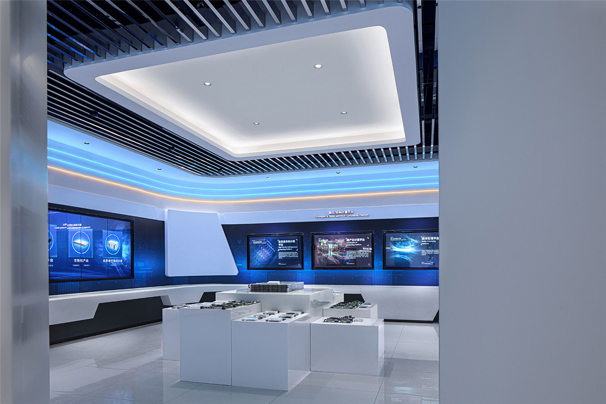 鄭州辦公展廳設(shè)計(jì)-恒智科技公司展廳裝修實(shí)景圖