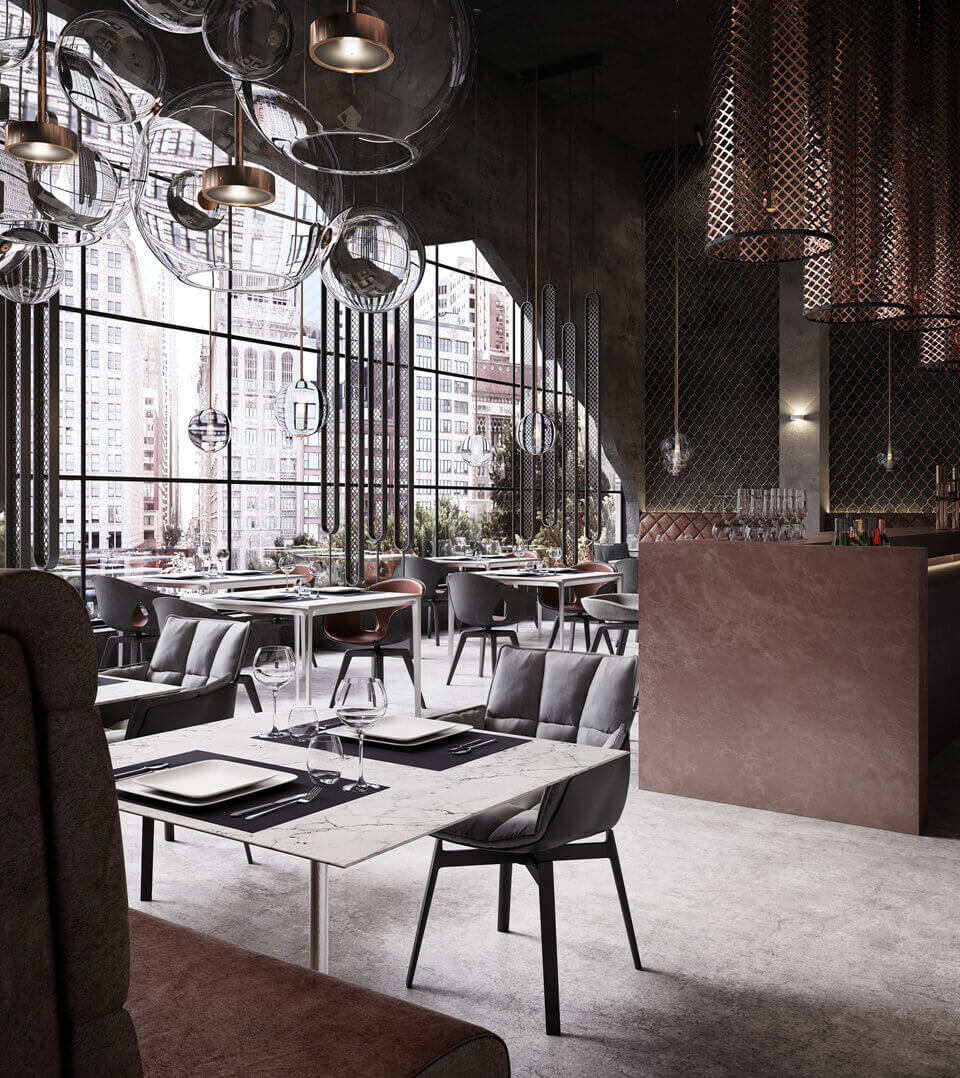 鄭州個性時尚西餐廳裝修公司設計案例