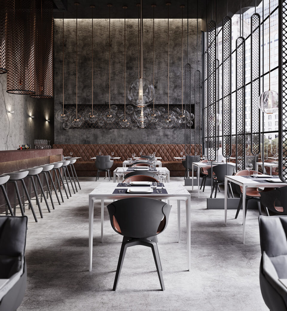 鄭州個性時尚西餐廳裝修公司設計案例