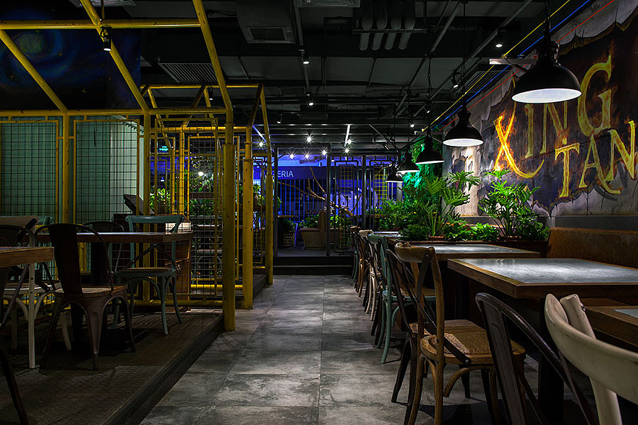 鄭州星炭鍋鍋香烤魚店裝修公司設計案例