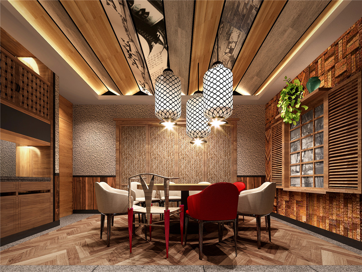 鄭州彭廚湘菜館總店裝修設(shè)計公司案例