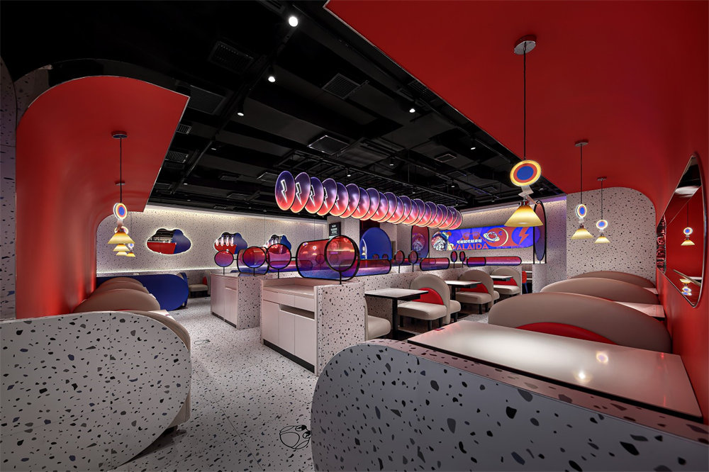 蛙來噠牛蛙特色主題餐廳裝修設(shè)計(jì)案例(圖5) 蛙來噠牛蛙特色主題餐廳裝修設(shè)計(jì)案例(圖5)