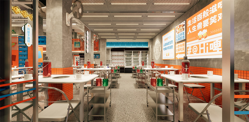 煙火氣市井風(fēng)現(xiàn)熬牛骨火鍋店裝修設(shè)計(jì)案例(圖5) 煙火氣市井風(fēng)現(xiàn)熬牛骨火鍋店裝修設(shè)計(jì)案例(圖5)