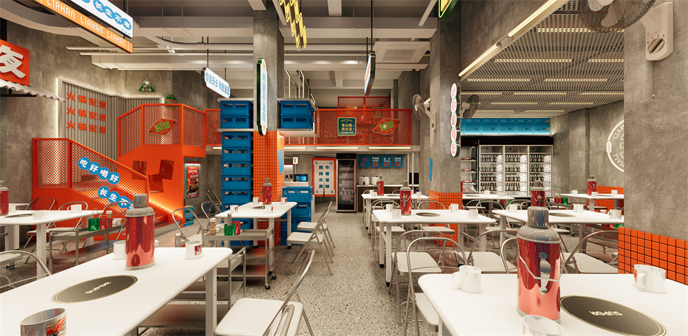 煙火氣市井風(fēng)現(xiàn)熬牛骨火鍋店裝修設(shè)計(jì)案例(圖4) 煙火氣市井風(fēng)現(xiàn)熬牛骨火鍋店裝修設(shè)計(jì)案例(圖4)