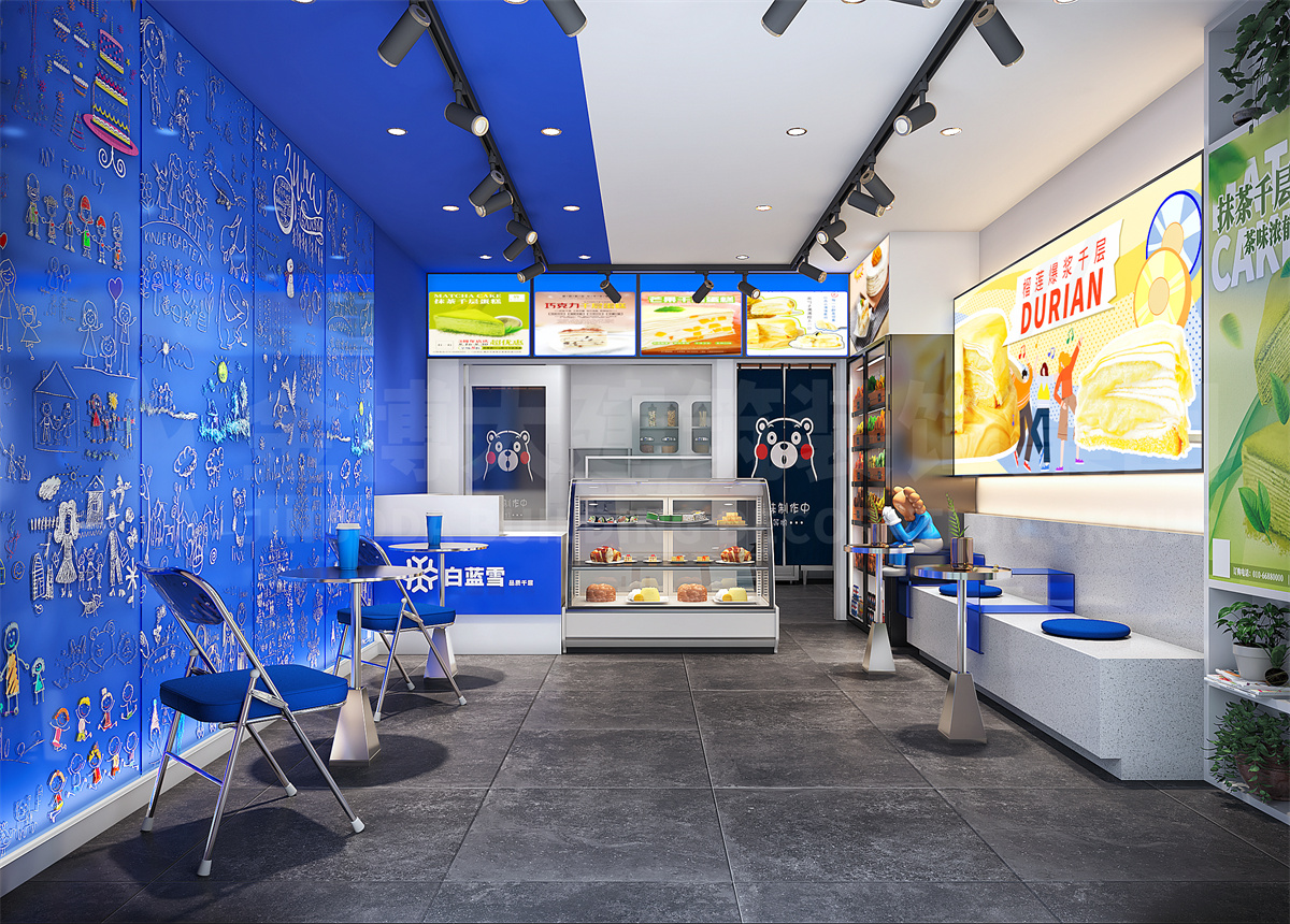 鄭州白藍雪烘焙店裝修設計